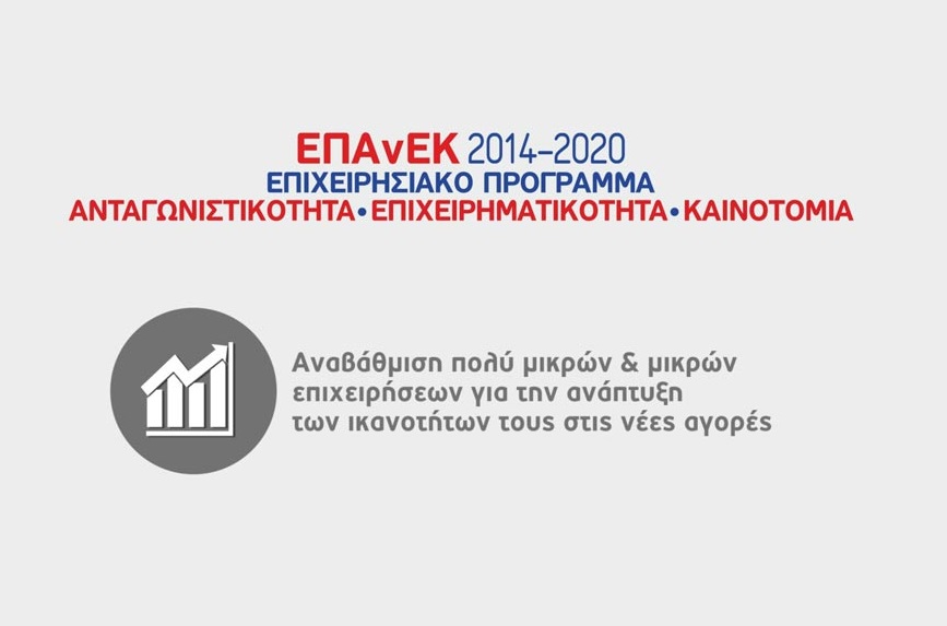 «Αναβάθμιση πολύ μικρών & μικρών επιχειρήσεων για την ανάπτυξη των ικανοτήτων τους στις νέες αγορές», ΕΣΠΑ 2014 – 2020